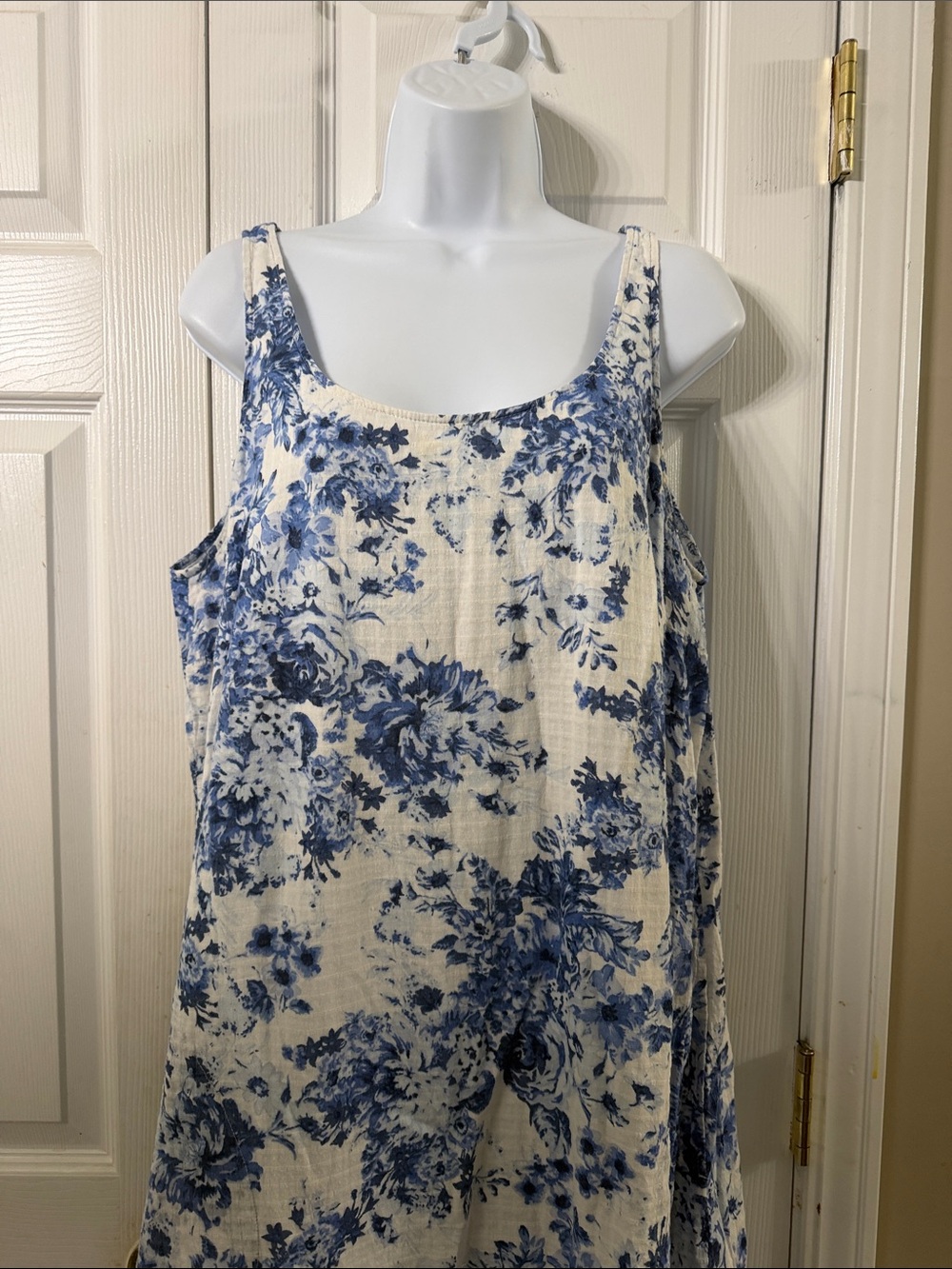 J. Jill Blue Floral Tank Maxi Dress with pockets  Sz L EUC - Picture 3 of 7